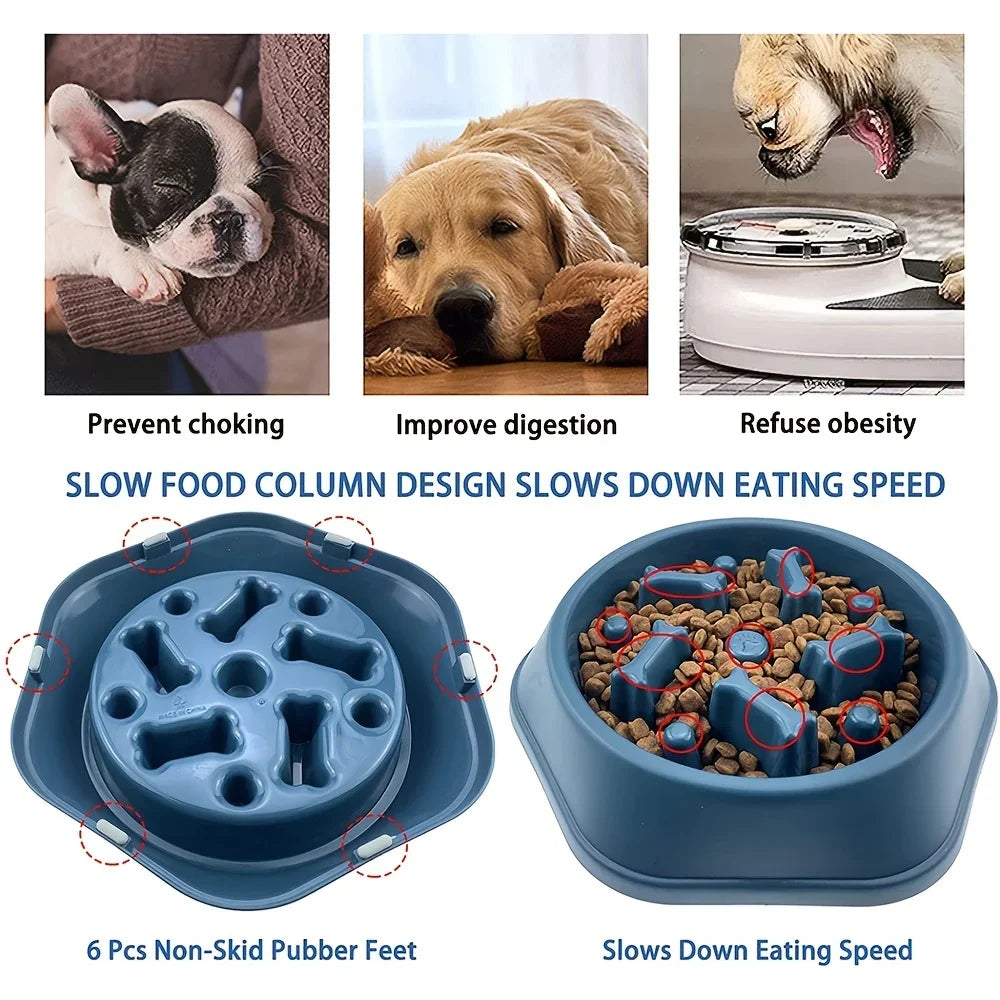 Comedor Lento Anti Atragantamiento para Perros y Gatos – Antideslizante y Gran Capacidad
