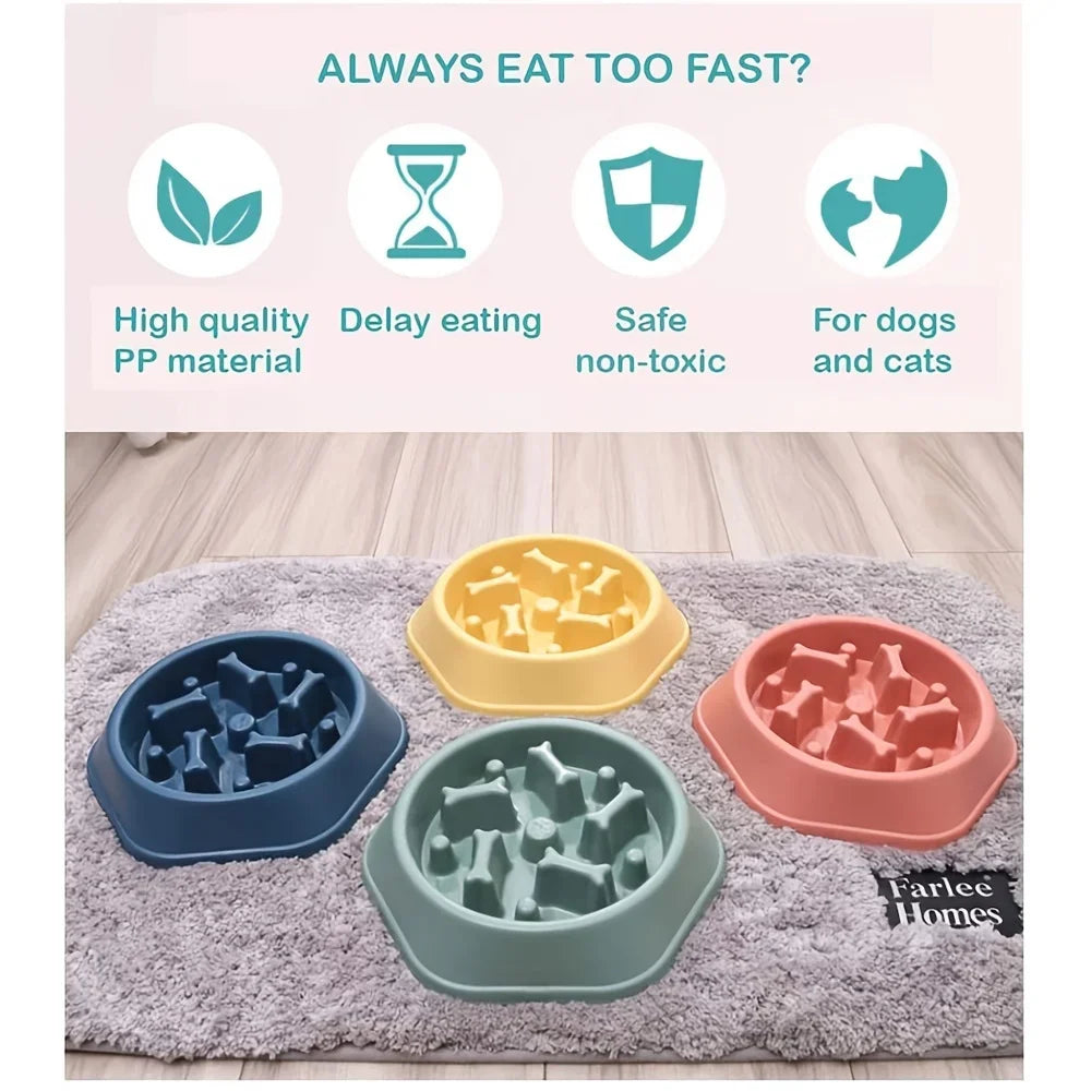 Comedor Lento Anti Atragantamiento para Perros y Gatos – Antideslizante y Gran Capacidad