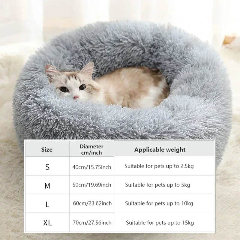 Cama Redonda de Peluche para Perros y Gatos – 40-70cm, Suave, Cálida y Lavable