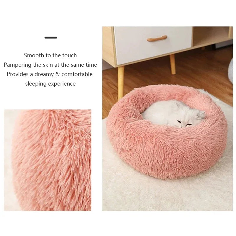 Cama Redonda de Peluche para Perros y Gatos – 40-70cm, Suave, Cálida y Lavable